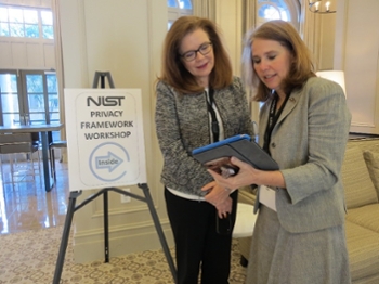 Conference co-chair and GT Professor Annie Antón with Atlanta privacy expert Lael Bellamy