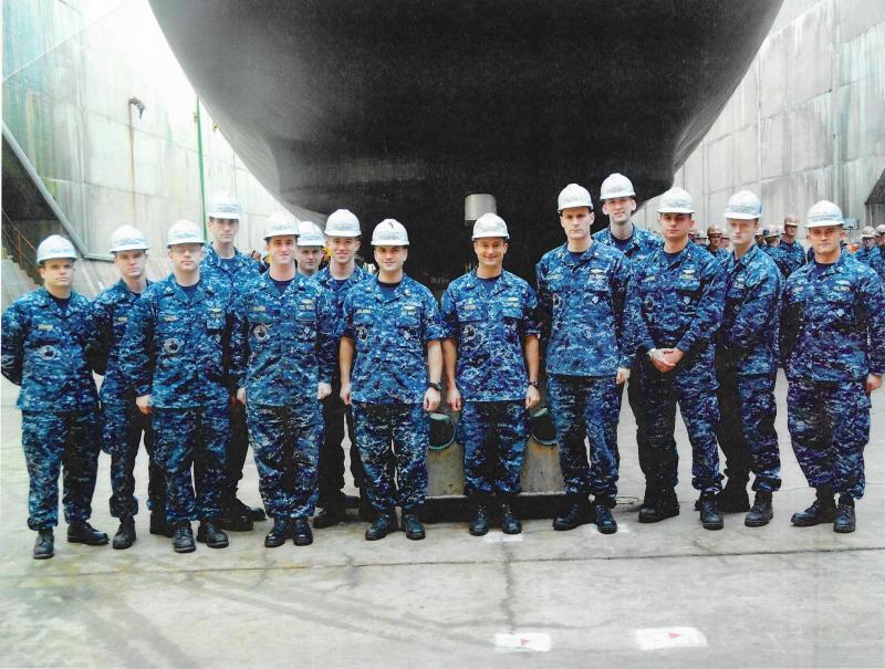 Ben Perkins with navy crew