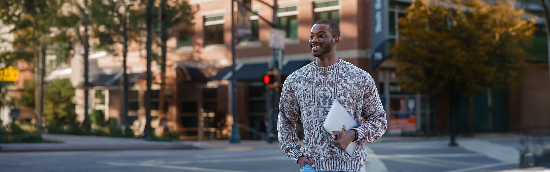 Student enjoying midtown Atlanta outside