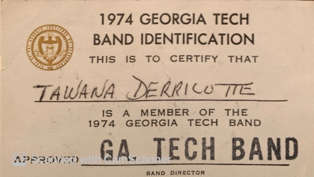 Tawana Miller's Georgia Tech band ID, 1974
