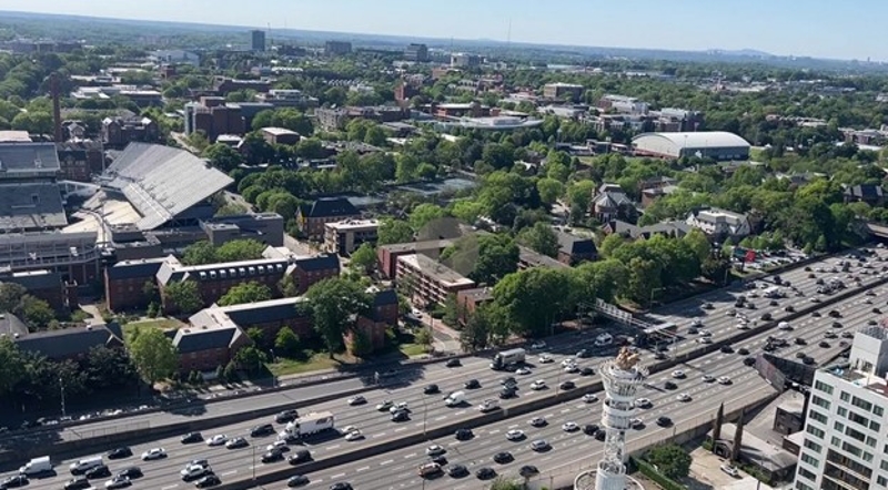 View of Tech and downtown from Norfolk Southern