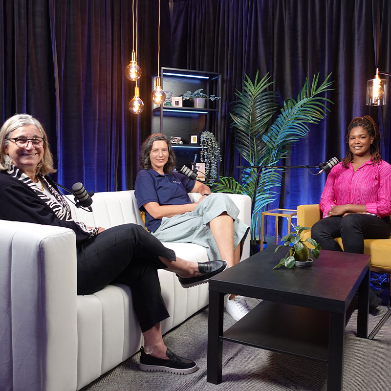 Dr. Terry Blum, Tedd Munchak Chair and professor of Organizational Behavior, and Dori Pap, managing director of Institute for Leadership and Social Impact with our host Analisa Wade, a second year MBA student