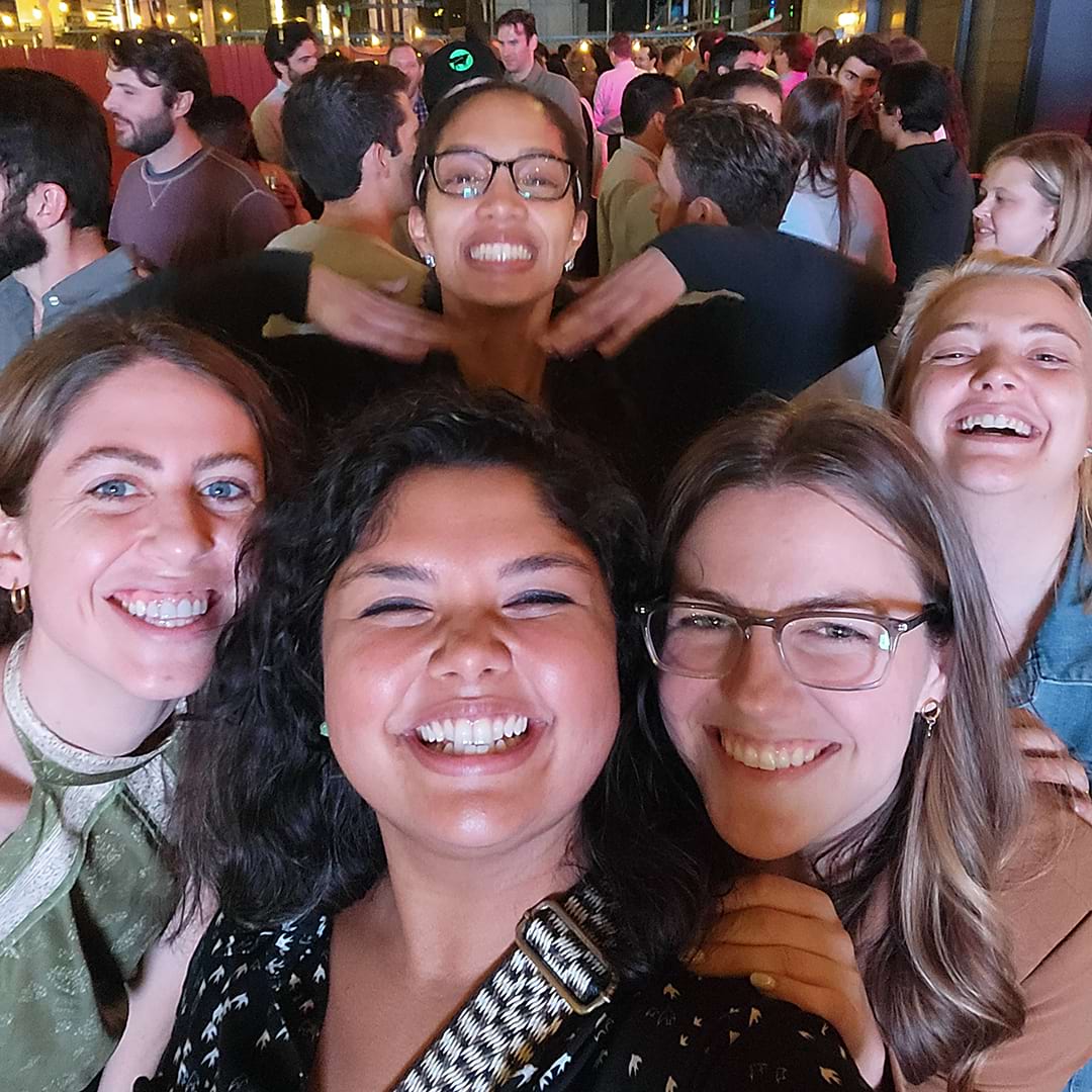 Paroma Chakravarty (front row, center) attends a social event at ClimateCAP.