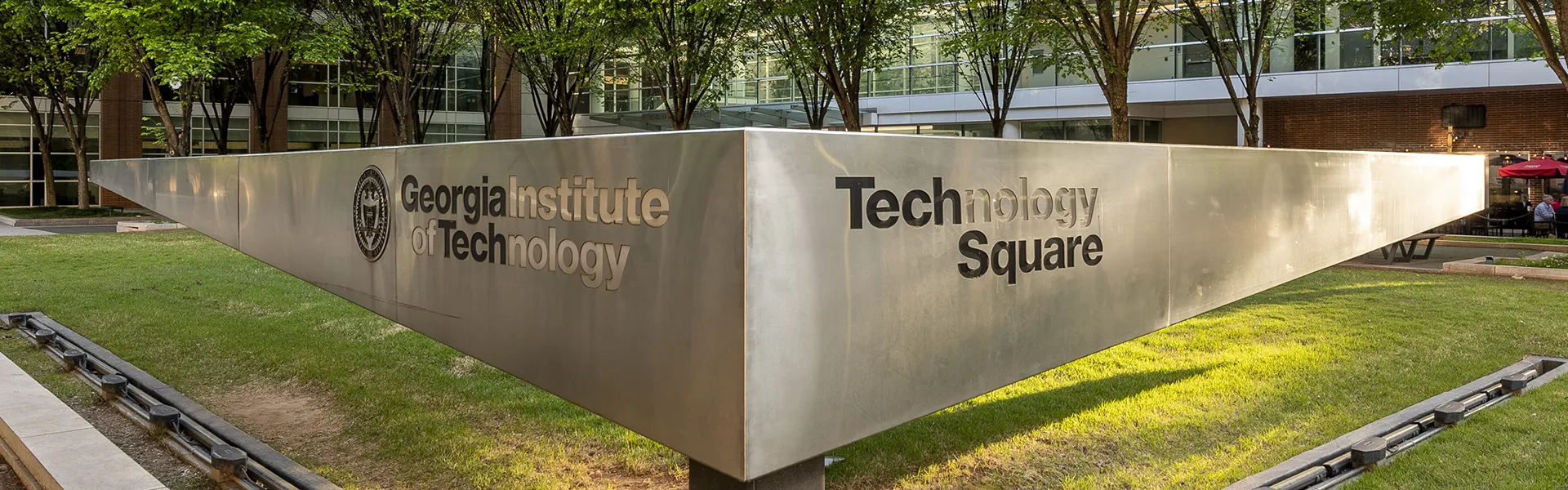 Tech Square signage in front of Scheller building