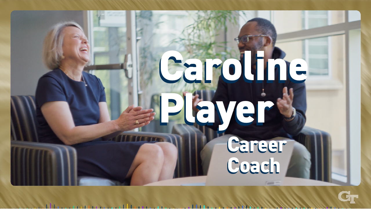 Caroline Player of the Jones MBA Career Center, helps an MBA student 