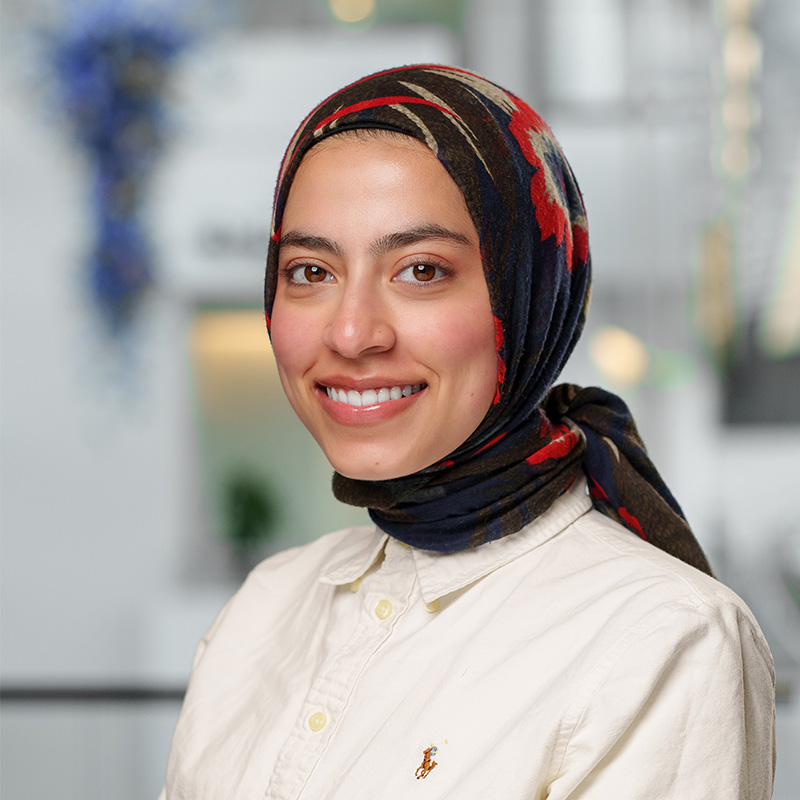 Evening MBA student Tasneem Elsaqa smiles for a headshot