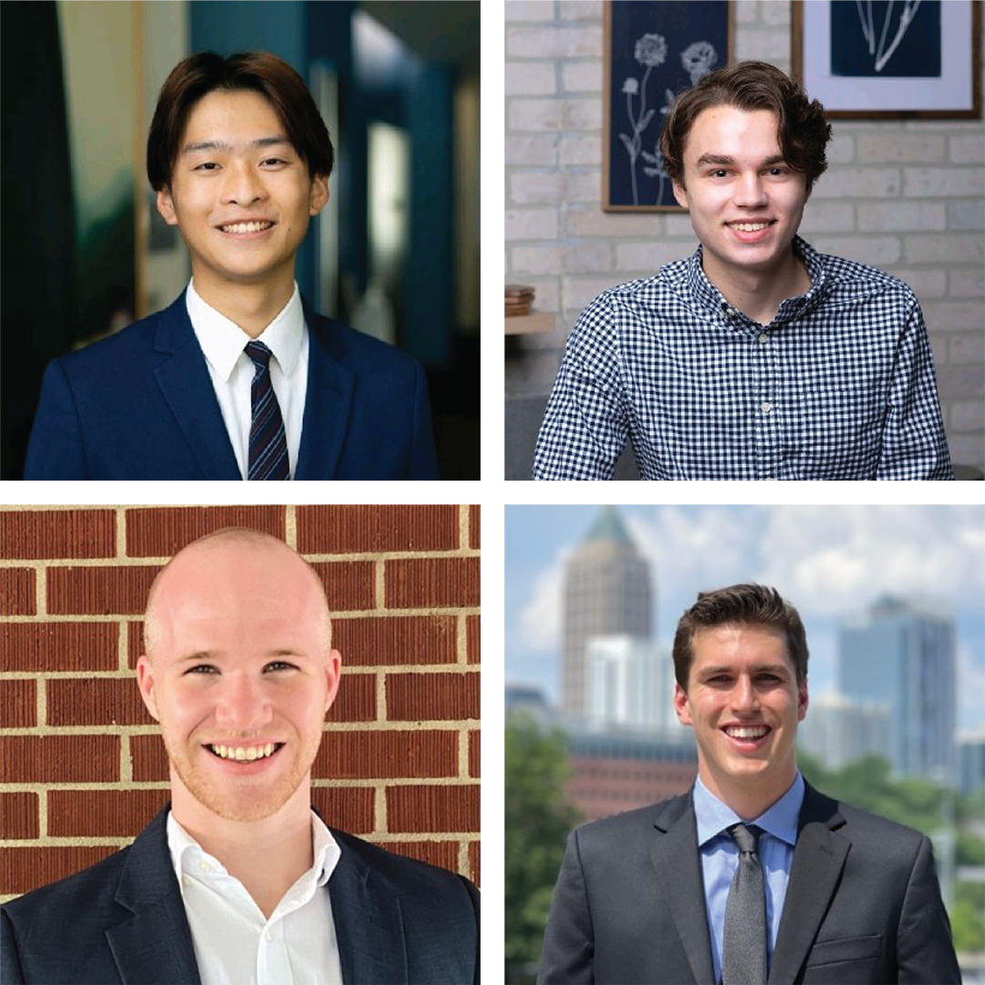 Clockwise from top left: Jason Juang, John Schmidt, Bryce Smith, and Sam Wombough
