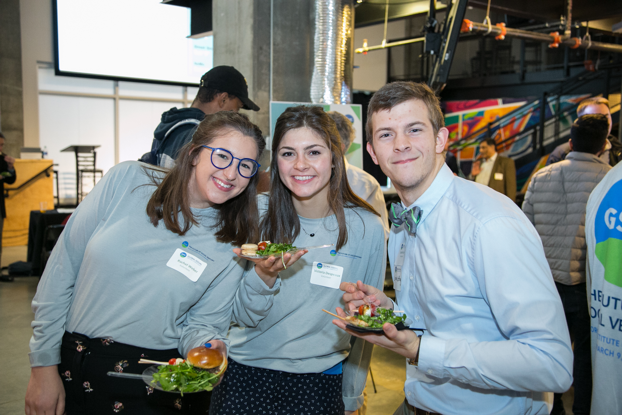 Scheller College students (left to right: Rachel Weber, Victoria Despeaux, and Lincoln LeRoy) were part of the undergraduate student organizing team for GSVC.