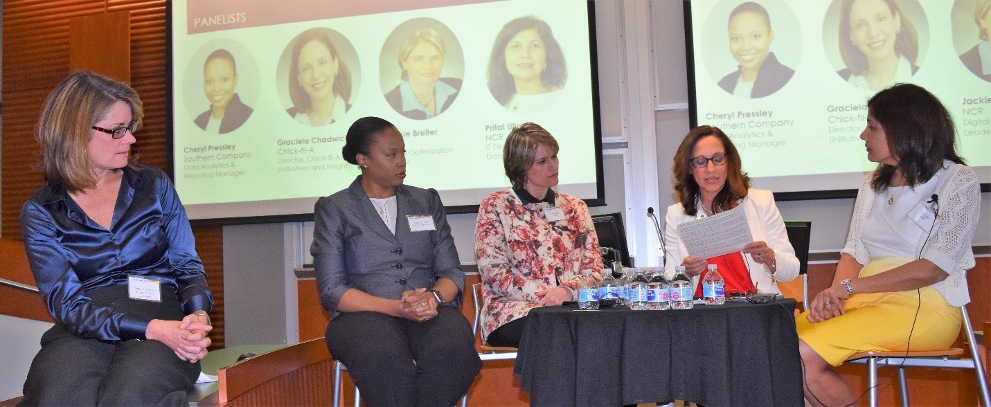 Panelists included, left to right: Jennifer Priestley, Cheryl Pressley, Jackie Breiter, Graciela Chadwick, and Prital Ullal.