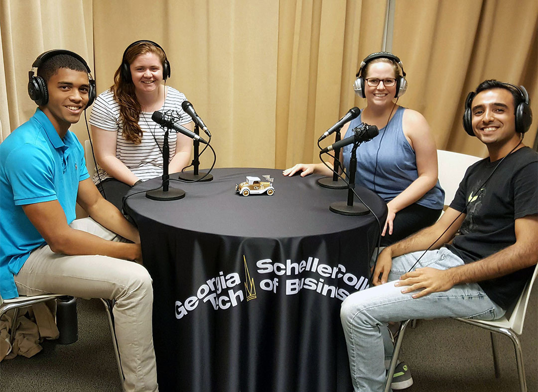 (L-R) Shane Phillips, Naomi O’Halloran, host Jasmine Howard, and Erfan Parvini discuss the highlights of interning with major financial firms in New York City.