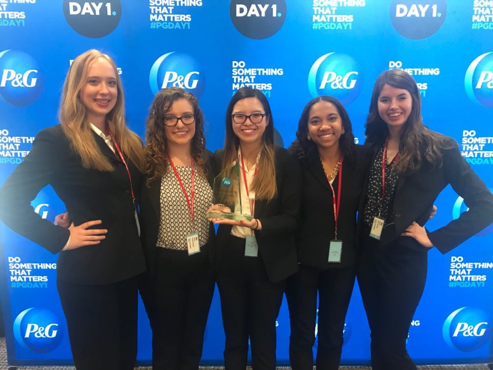 Left to right: sophomore Bethany Bell, sophomore Hannah Schafer, senior Christine Nguyen, sophomore Celina Apollon, and sophomore Mary Hirvela. 