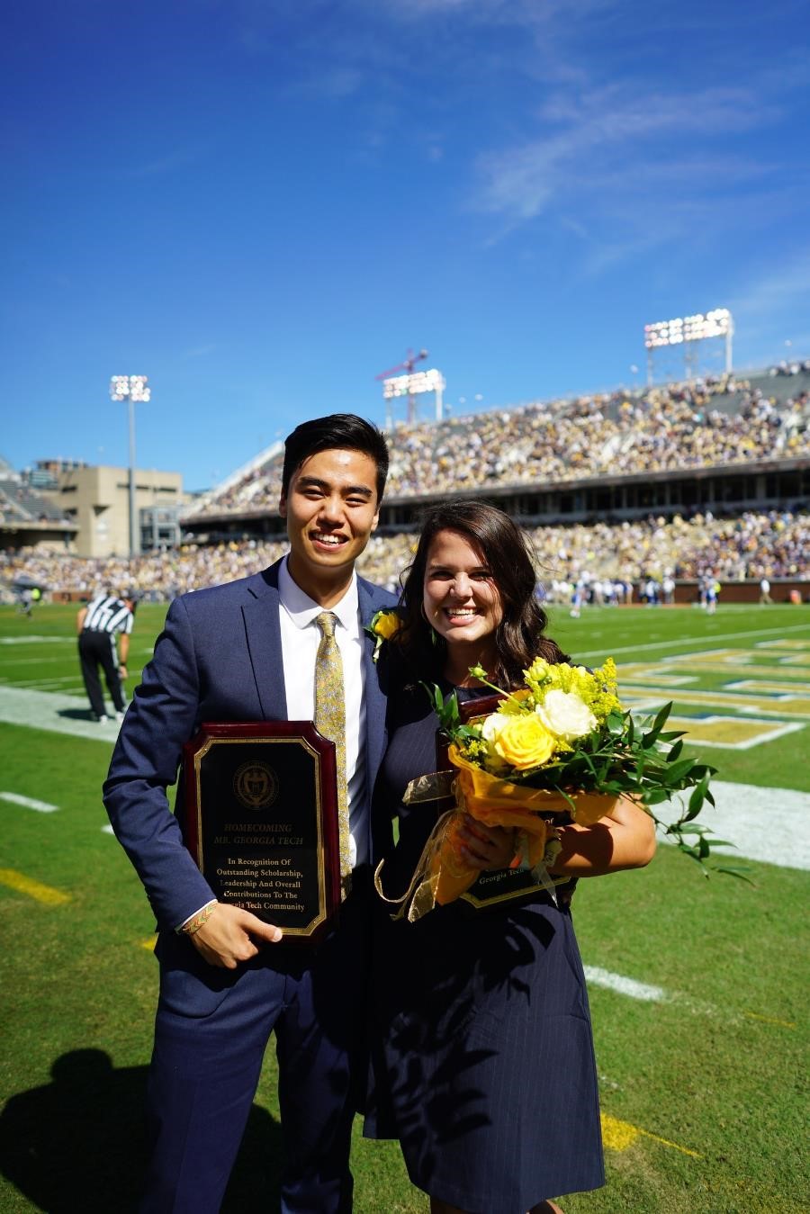 James Ni and Hannah Todd, a pair of Scheller College of Business undergraduate students, were crowned Homecoming 2018 Mr. & Ms. Georgia Tech. (Photo courtesy: James Ni)