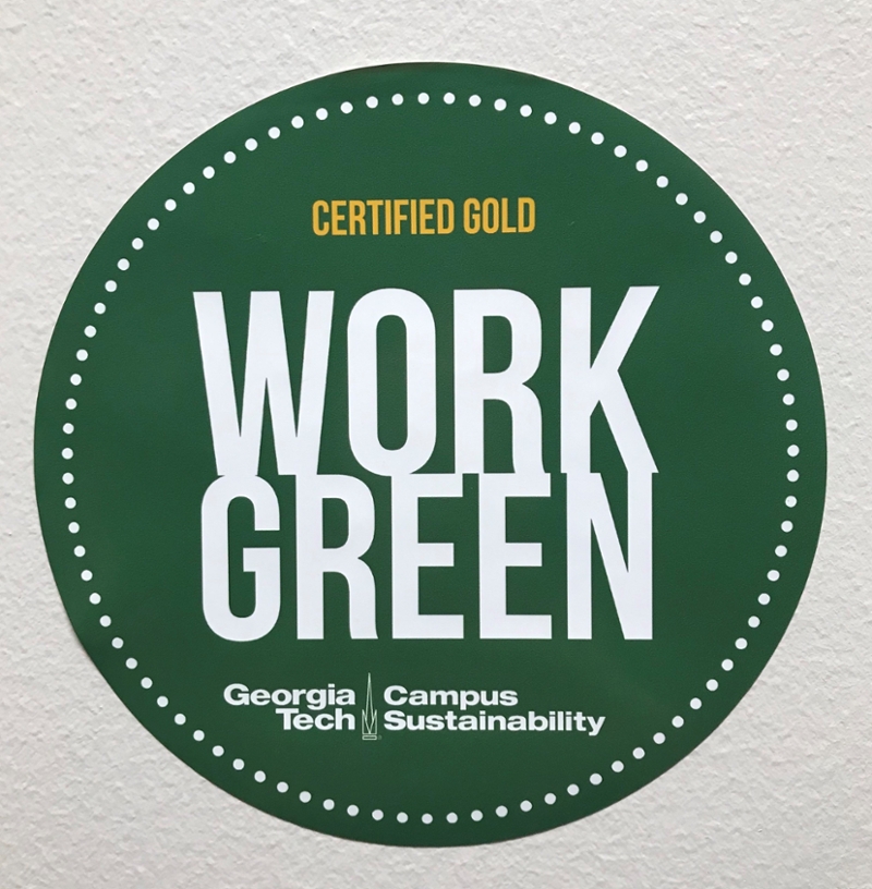 Scheller College has been recognized as “Certified Gold Work Green,” the highest level of recognition through the Georgia Tech Work Green program.