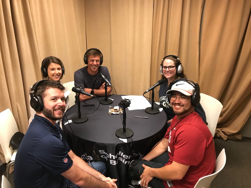 From left: Ross Smith, Christie King, Steven Kviklys, Jasmine Howard, and Joshua Partridge talk all things Scheller and Nike.