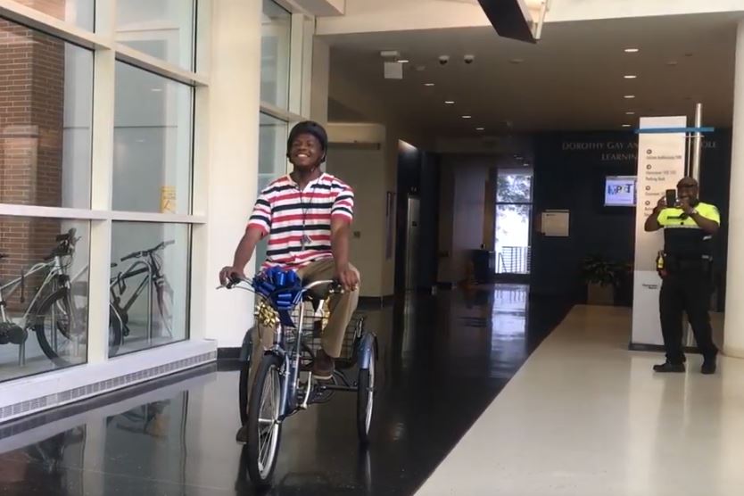 Marquaviou Barnes recivies new bike from GTPD