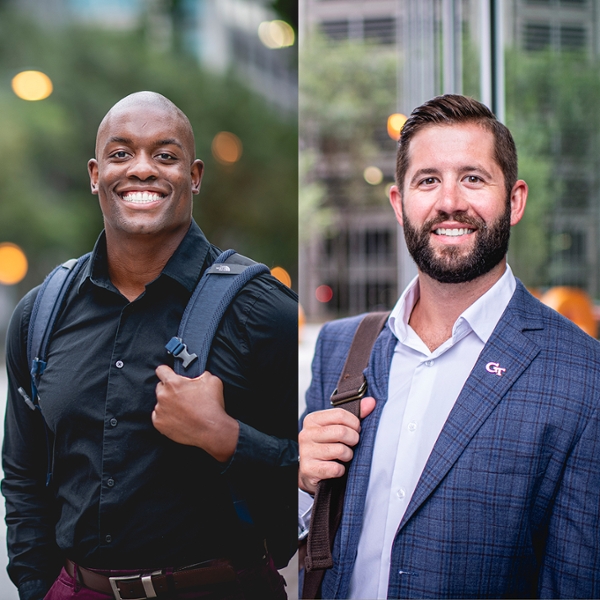 U.S. Army veterans Marcus Harmon and Jarrod Snell have brought leadership skills and a commitment to building community to the Scheller MBA program.