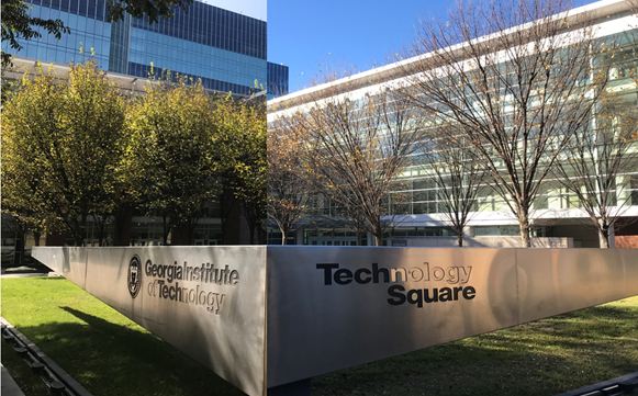 The Georgia Tech Scheller College campus at the start and end of the Fall 2020 semester.