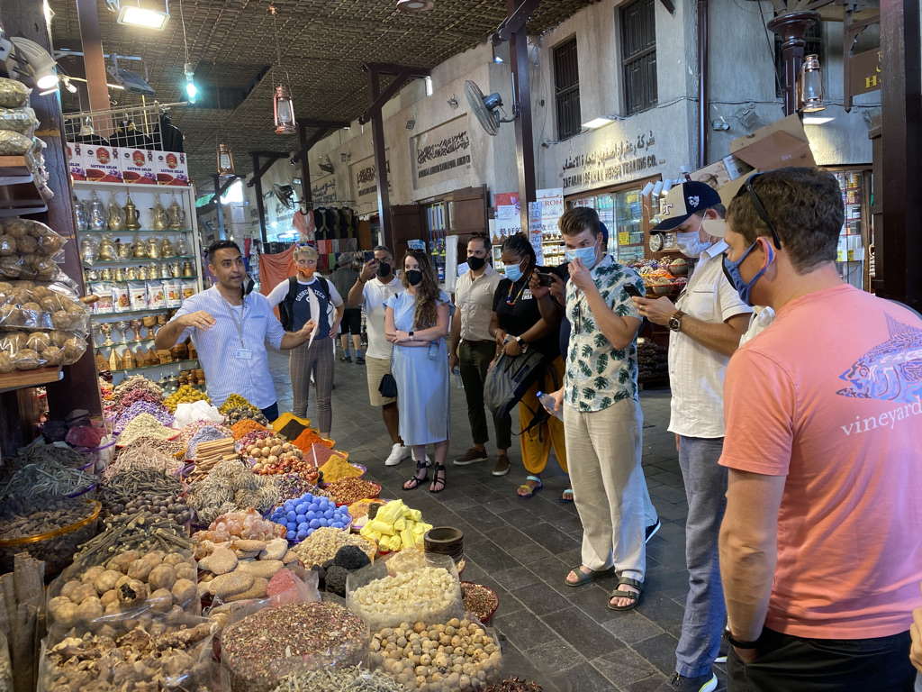 A group of students at a market