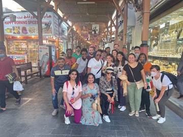 A group of students at a market