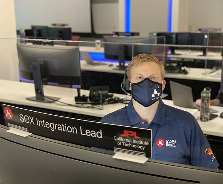 Georgia Tech B.S. and M.S./MBA alumnus Luke Walker in NASA’s mission control. 