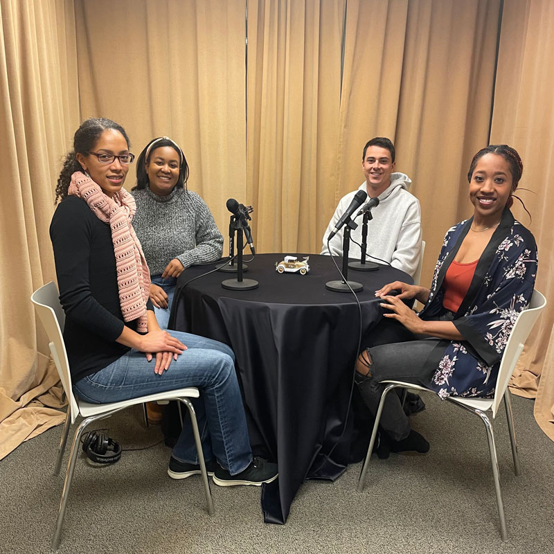 Intersection podcast host Leo Haigh with Rachel Ware, Felicia Lamothe, and Abriel Corsey