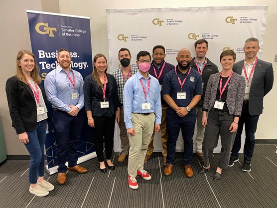 Georgia Tech Scheller MBA student volunteers, left to right: Claire Bilkert, Ross Sacharow, Catherine Weems, Kerem Eroglu, Kris Batol, Brian Turner, Jonathan King, Alex Azar, Britt Devries, and Lee Allan. 