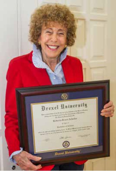 Mrs. Roberta Scheller with Drexel diploma