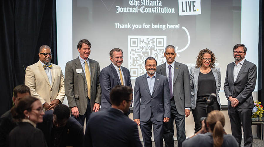 Larry Chapman Jr. (AJC), Eric Overby, Jonathan Clarke, Deven Desai, Karthik Ramachandran (Scheller), Amy Webb, and Rodney Gibbs (AJC)