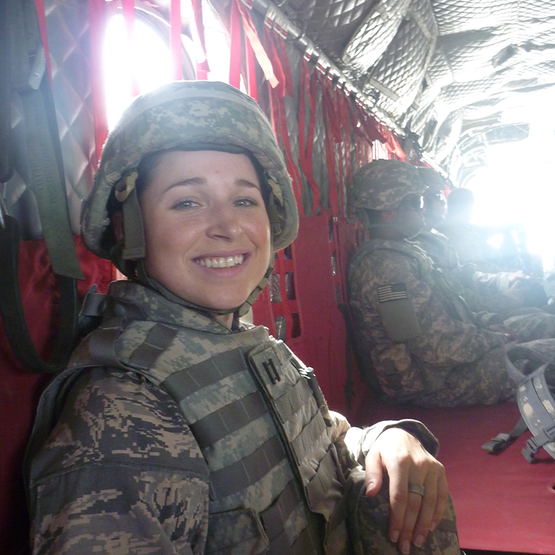 Coogan Perrin serves in the Air Force and rides in a helicopter