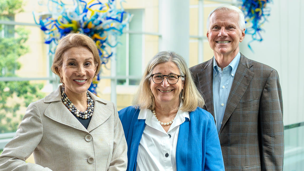 Former deans Maryam Alavi, Terry Blum, and Steve Salbu.