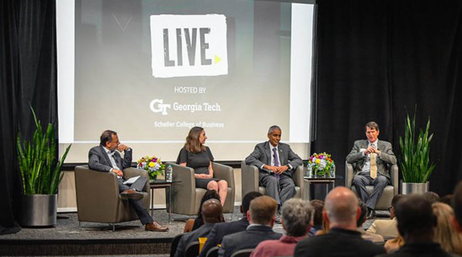 Scheller faculty members Deven Desai, Katie Badura, Karthik Ramachandran, and Eric Overby 