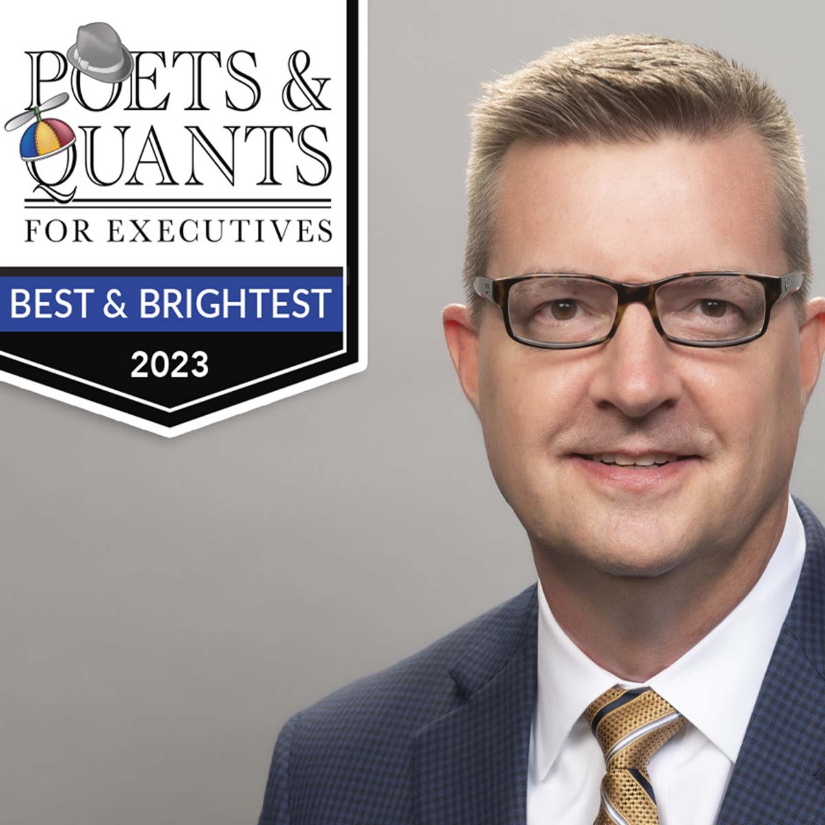 Headshot of James Gregory “Greg” Gibbs with Poets&Quants “Best and Brightest 2023” graphic 