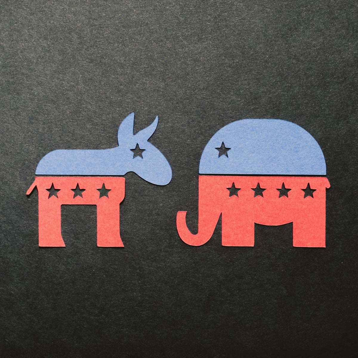 Graphic of political icons donkey and elephant