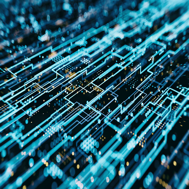 Interconnected digital spaces lit up