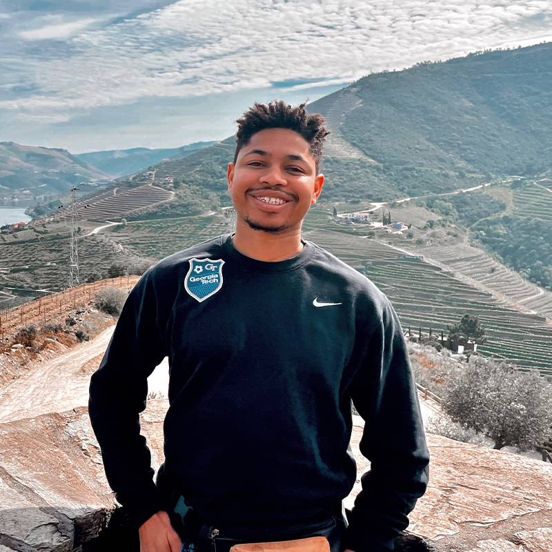 Scheller Full-time MBA ’24 Jon Spearman stands on a mountainside in Portugal.