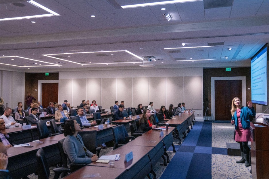 Group of professionals sitting in a breakout room.