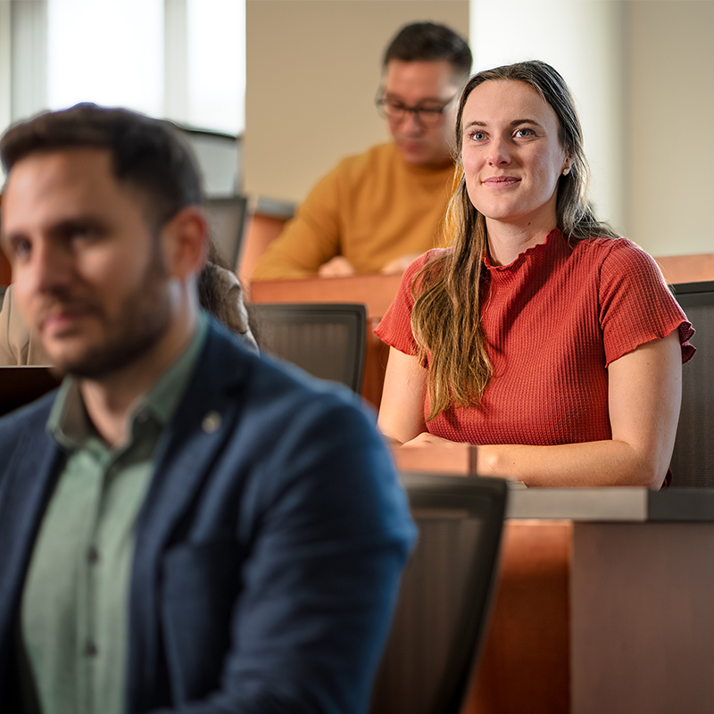 Students sit in a classroom at the Georgia Tech Scheller College of Business.