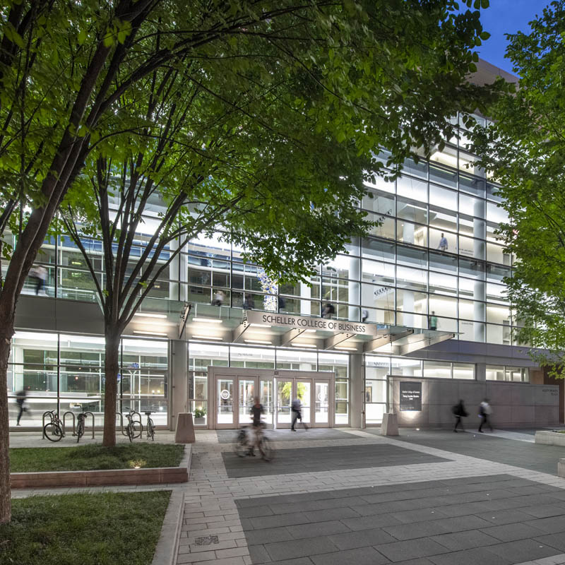 Scheller College of Business building at night