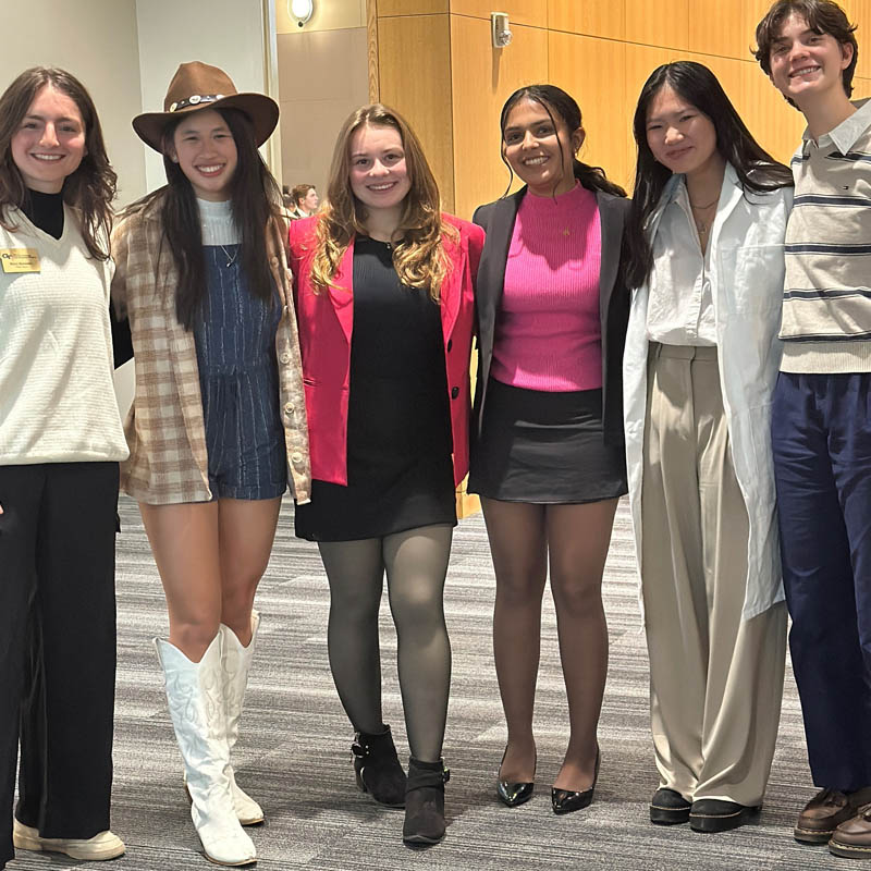 Left to right: Mary Romano (public policy), Elizabeth Yu (strategy & innovation), Analysse Humaran (mechanical engineering), Krissy Bhargava (IT management), Grace Langan (economics), and Meri Mazurik (IT management).