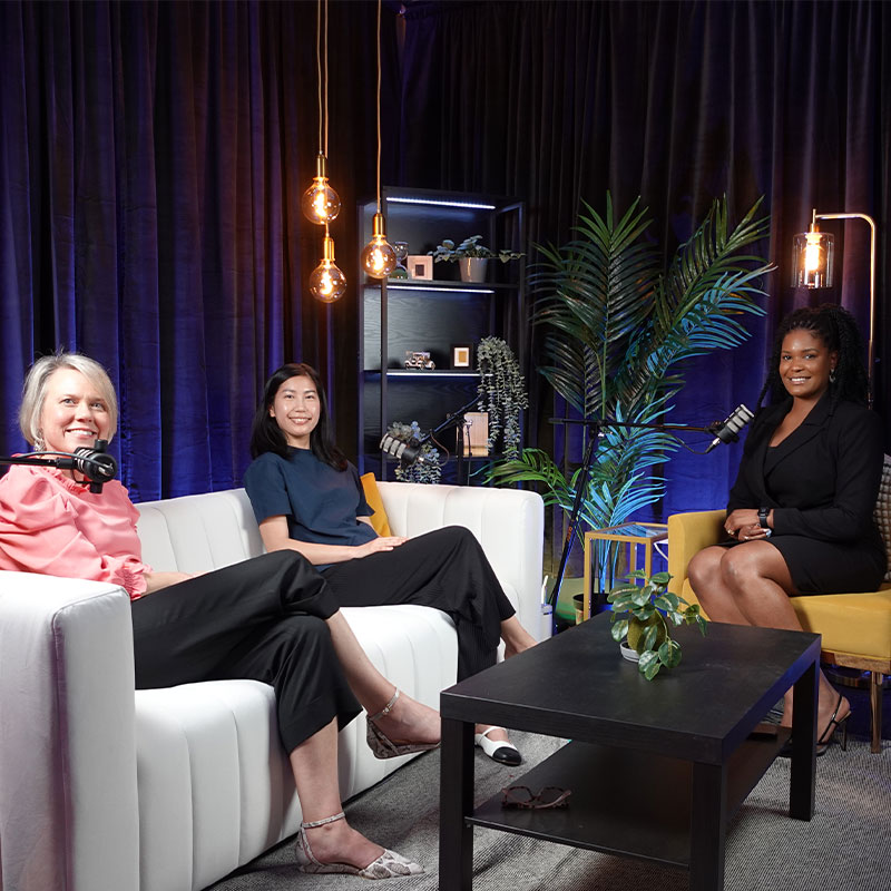 Caroline Player, MBA Career Coach and Corporate Relations Manager; Janice Jean, MBA ’25; and Analisa Wade, MBA ‘25 