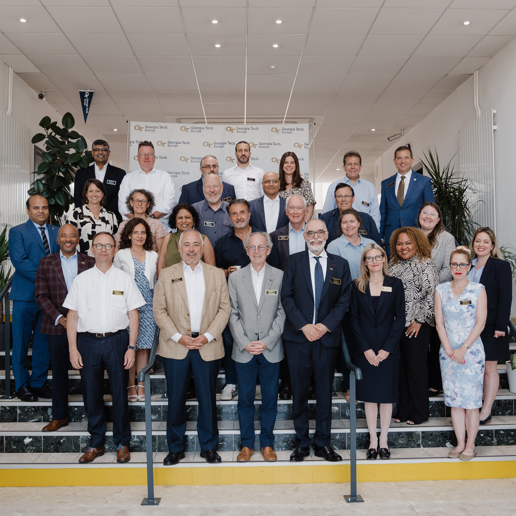 Dean Anuj Mehrotra with fellow leaders during a visit to Georgia Tech – Europe 