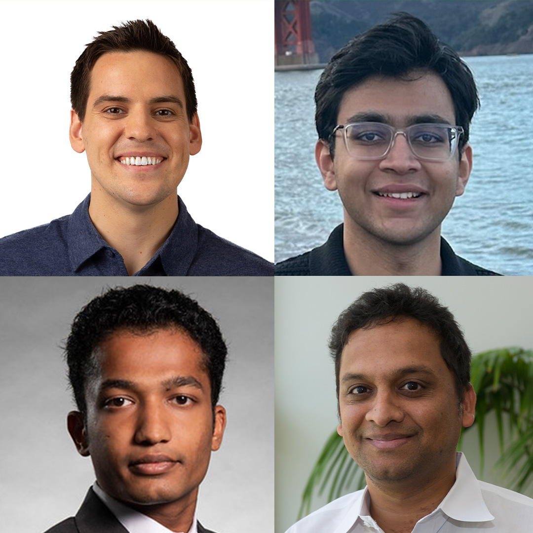 Michael Galarnyk pictured next to Veer Kejriwal, Agam Shah, and Sudheer Chava