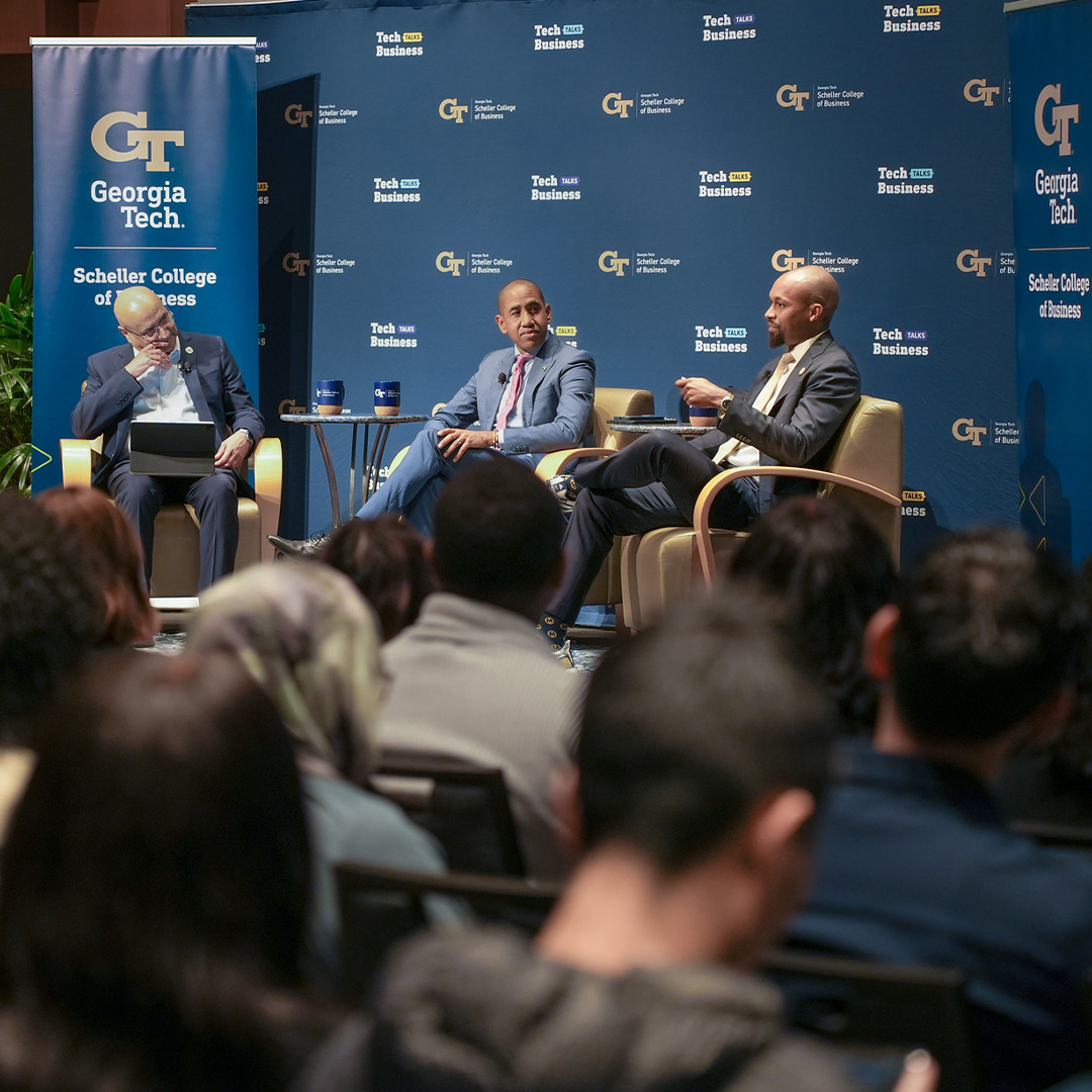 From left: Dean Anuj Mehrotra, City of Atlanta Senior Technology Advisor Donnie Beamer Jr., and GovChat Founder Eldrid Jordaan