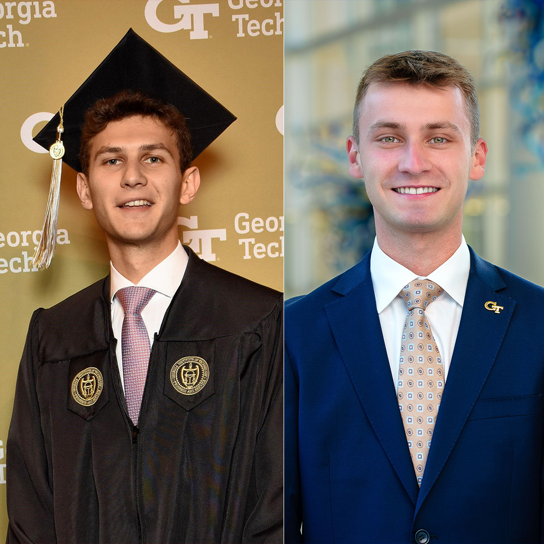 Two Fintech minor students pictured side by side, Alexandre Abchee and Logan Roach
