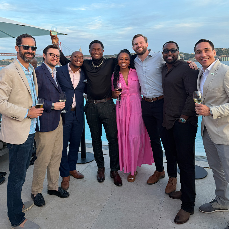 Josef Dorsey gathers with his Executive MBA cohort on the International Residency.