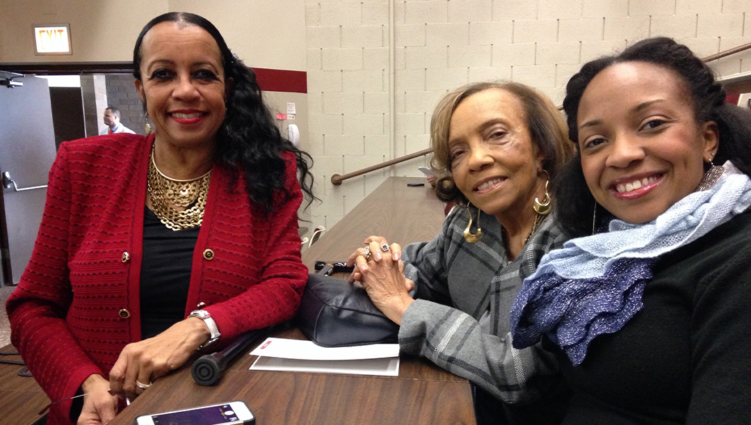Dr. Brandi Biscoe Kenner (right) with her mother and grandmother, from left: Dr. Belinda Biscoe, Luetta Marks-Perry, and Dr. Brandi Biscoe Kenner.