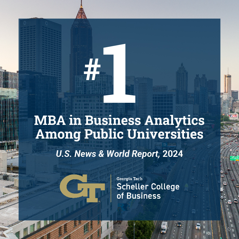 Scheller College of Business MBA in Business Analytics ranked number 1 among public universities by U.S. News & World Report