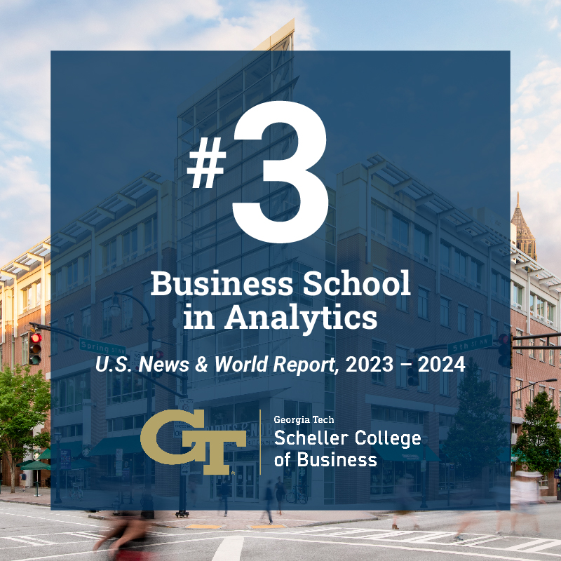 Scheller's undergraduate business analytics program ranked #1 for public universities and #3 overall in U.S. News and World Report's 2023-2024 rankings