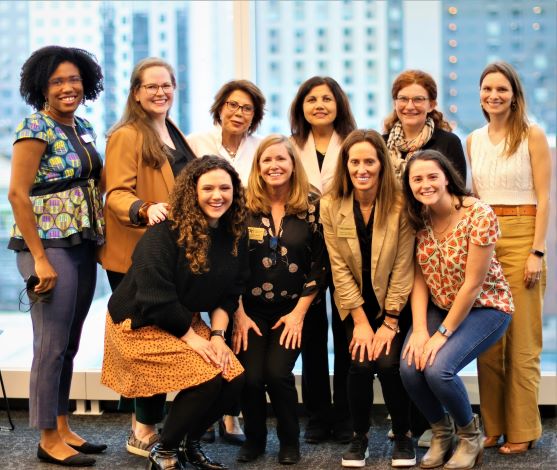 Panel and event organizers included: Front row (left to right) - Savannah Thomas, Business Analytics Club Co-President; Laura Smith, BAC; Sherri von Behren, BAC; and Emma Watkins, Business Analytics Club Co-President. Back row (left to right) - Natalie Smith Olubuyide, Google;  Jasmine Au Howard, Intuit Mailchimp; Rubina Ohanian, Accenture; Prital Ullal, Morgan Stanley; Andreea Popescu, Shipt & ATLytics; and Leslie Thomas, Thought Logic Consulting.