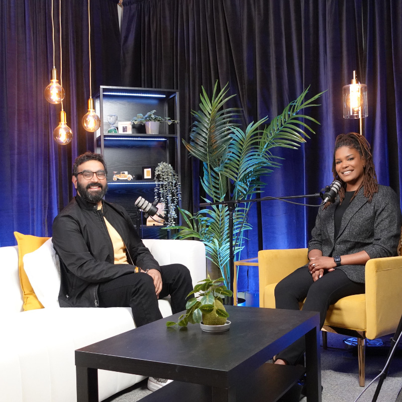 Rohit Malhotra with host Analisa Wade MBA '25